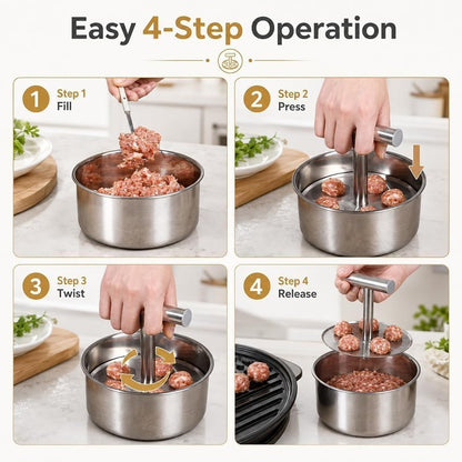 2027 Upgrade Meatball Maker Tool, 3 Styles Available, Ball Stainless Steel Manual, Meatball Shaper, Quick & Easy Meatball Making Mold for Uniformly Shaped Meatballs, Home Cooking (#B)