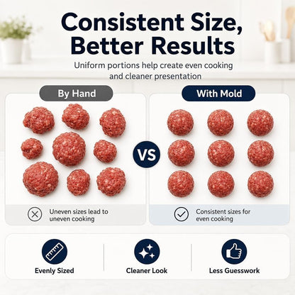 2027 Upgrade Meatball Maker Tool, 3 Styles Available, Ball Stainless Steel Manual, Meatball Shaper, Quick & Easy Meatball Making Mold for Uniformly Shaped Meatballs, Home Cooking (#B)