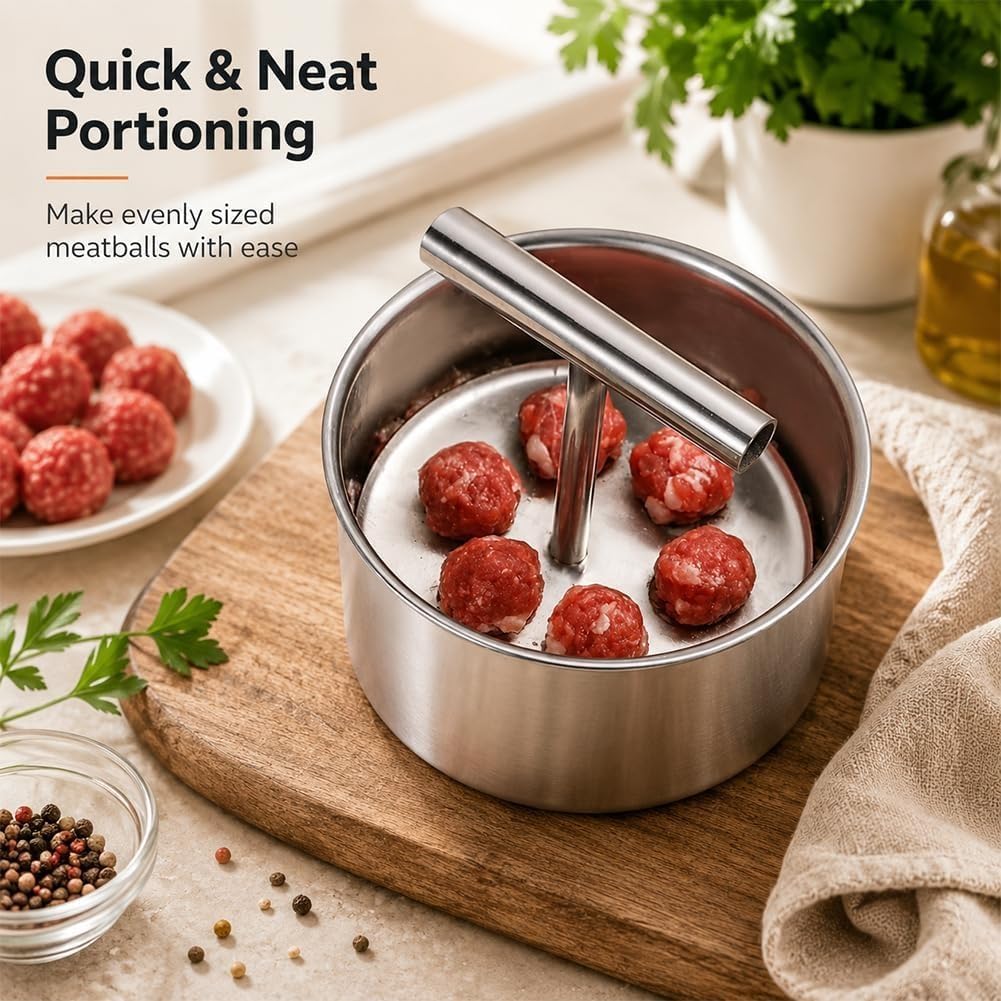 2027 Upgrade Meatball Maker Tool, 3 Styles Available, Ball Stainless Steel Manual, Meatball Shaper, Quick & Easy Meatball Making Mold for Uniformly Shaped Meatballs, Home Cooking (#B)