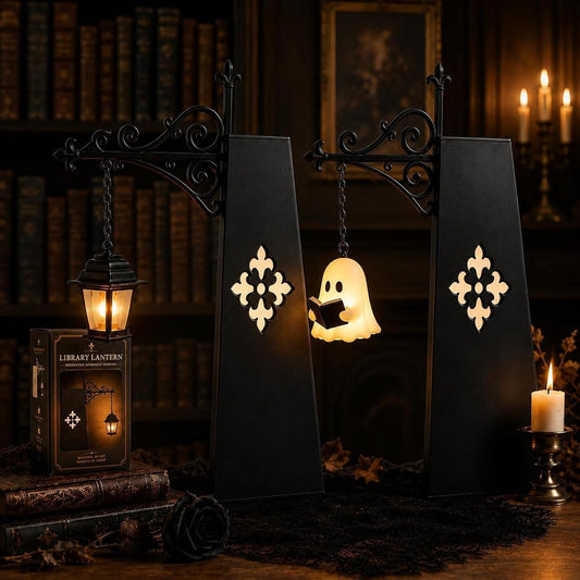 Library Lantern Mini Bookshelf Lamp, Vintage Decorative Bookshelf Lighting, Library Lantern, Portable Warm Accent Light for Book Nooks, Charming Gift for Book Lovers (2PCS-C)